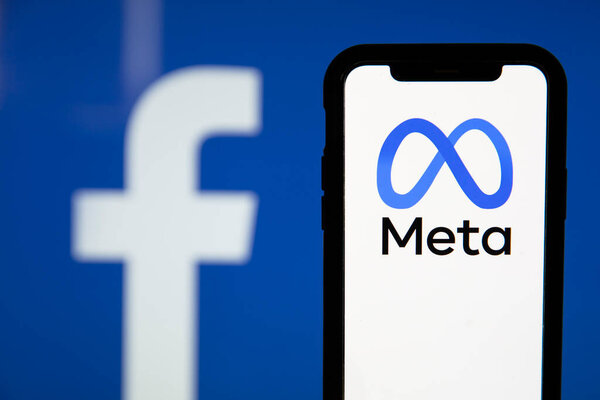 LONDON, UK - October 2021: Facebook social media company changes its corporate name to Meta