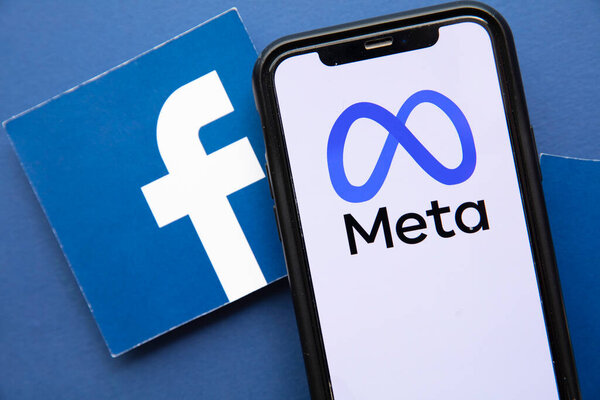 LONDON, UK - October 2021: Facebook social media company changes its corporate name to Meta