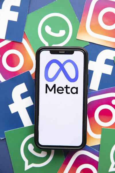 LONDON, UK - October 2021: Facebook social media company changes its corporate name to Meta