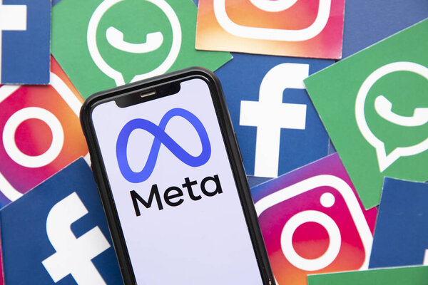 LONDON, UK - October 2021: Facebook social media company changes its corporate name to Meta