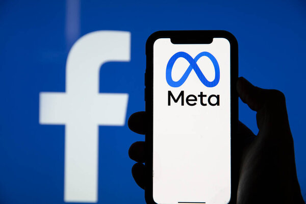 LONDON, UK - October 2021: Facebook social media company changes its corporate name to Meta