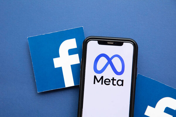 LONDON, UK - October 2021: Facebook social media company changes its corporate name to Meta