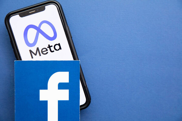LONDON, UK - October 2021: Facebook social media company changes its corporate name to Meta