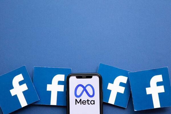 LONDON, UK - October 2021: Facebook social media company changes its corporate name to Meta