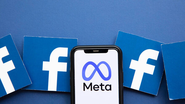 LONDON, UK - October 2021: Facebook social media company changes its corporate name to Meta