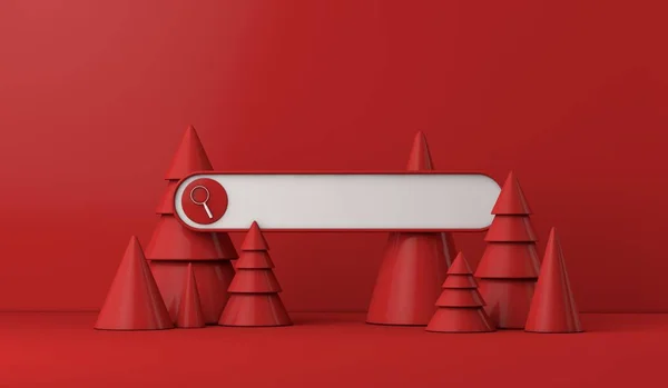 Festive internet search bar template with minimal style christmas trees. 3D Rendering — Photo