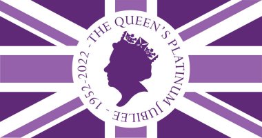 The Queens Platinum Jubilee celebration background with side profile of Queen Elizabeth clipart
