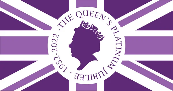 The Queens Platinum Jubilee celebration background with side profile of Queen Elizabeth — Stock Vector