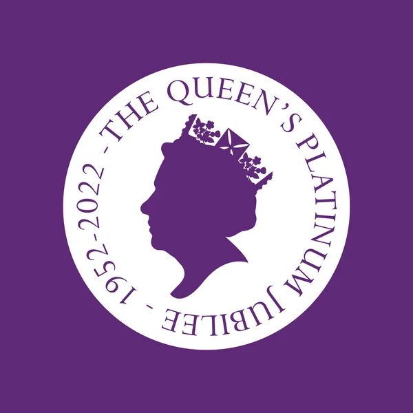Latar belakang perayaan Ratu Platinum Jubilee dengan sisi profil Ratu Elizabeth - Stok Vektor
