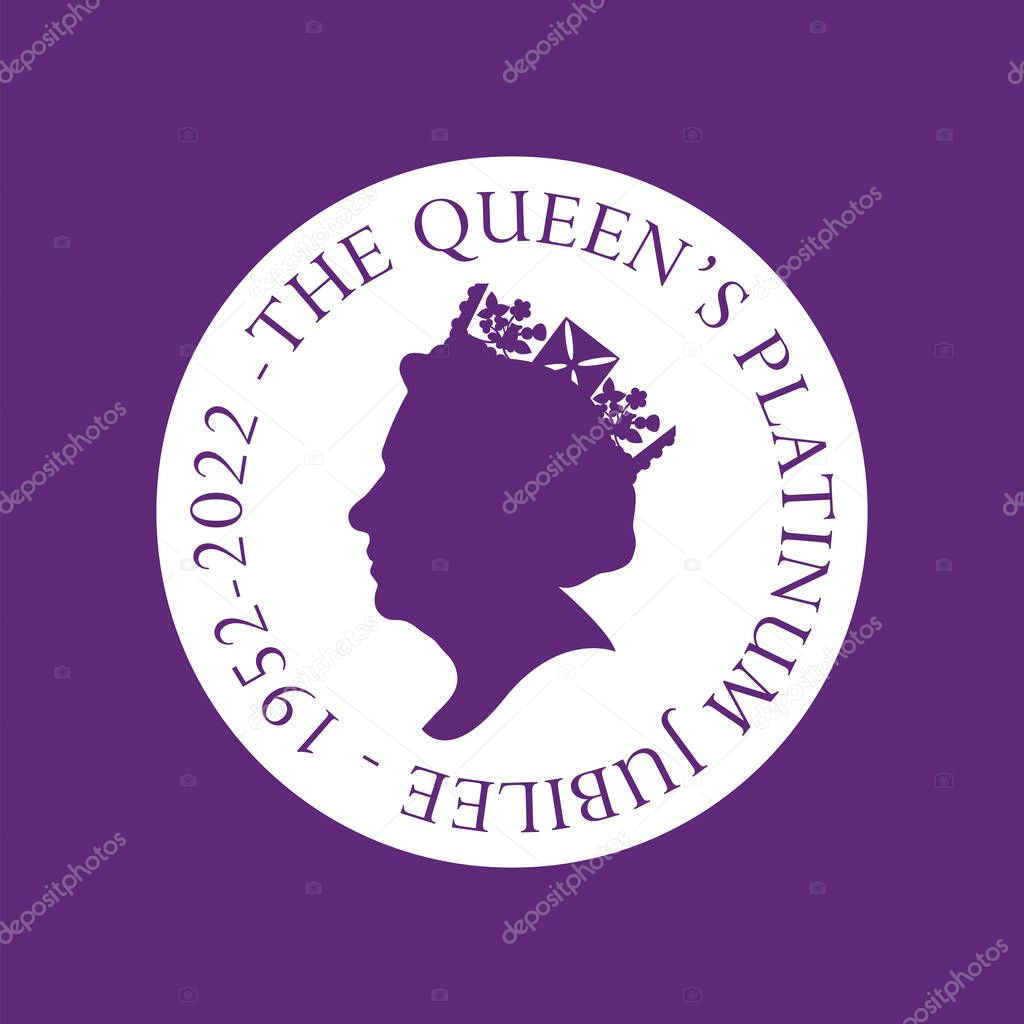 The Queens Platinum Jubilee celebration background with side profile of Queen Elizabeth