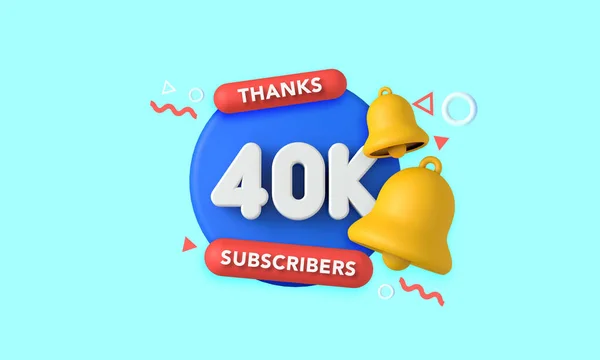 Tack 40 000 prenumeranter. Influencer banner för sociala medier. 3D-återgivning — Stockfoto