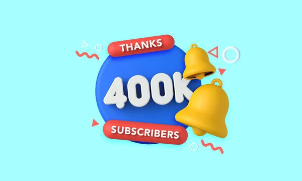 Tack 400 000 prenumeranter. Influencer banner för sociala medier. 3D-återgivning — Stockfoto