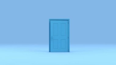 Tek mavi kapılar açılıyor. Gelecek ve fırsat kavramı. 3B Hazırlama