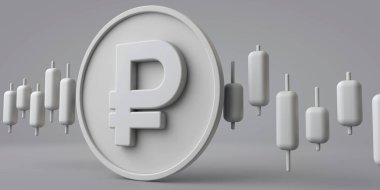 Finansal ticaret grafiği olan Rus rublesi para birimi. 3B Hazırlama