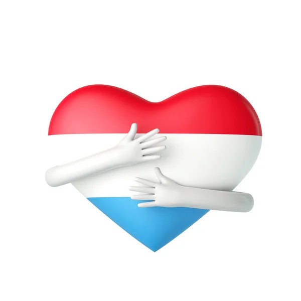 Серце Люксембургу обнімається зброєю. 3D Рендерінг — стокове фото