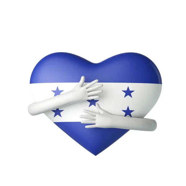 Honduras flagghjärta kramas av vapen. 3D-återgivning — Stockfoto