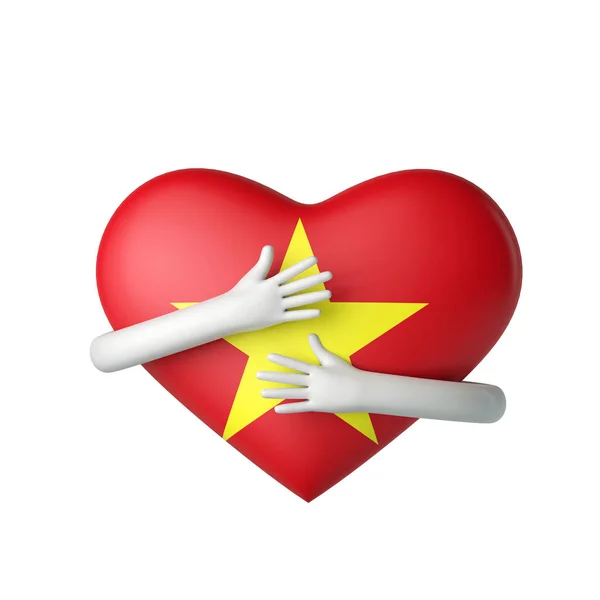 Η καρδιά του Βιετνάμ αγκαλιάζεται από τα όπλα. 3D απόδοση — Φωτογραφία Αρχείου