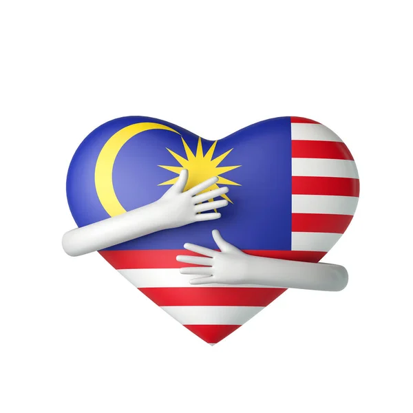 Η καρδιά της Μαλαισίας αγκαλιάζεται από τα όπλα. 3D απόδοση — Φωτογραφία Αρχείου