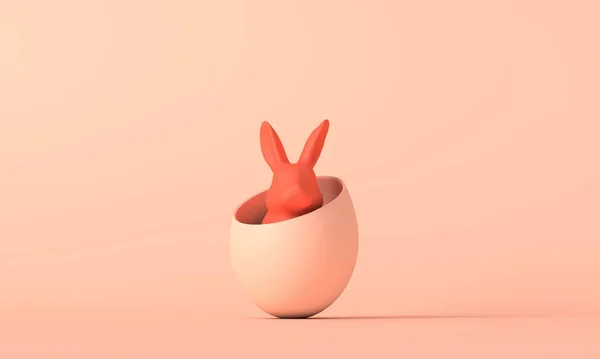 Easter bunny inside an easter egg. Happy easter springtime background. 3D Rendering — Stock Photo, Image