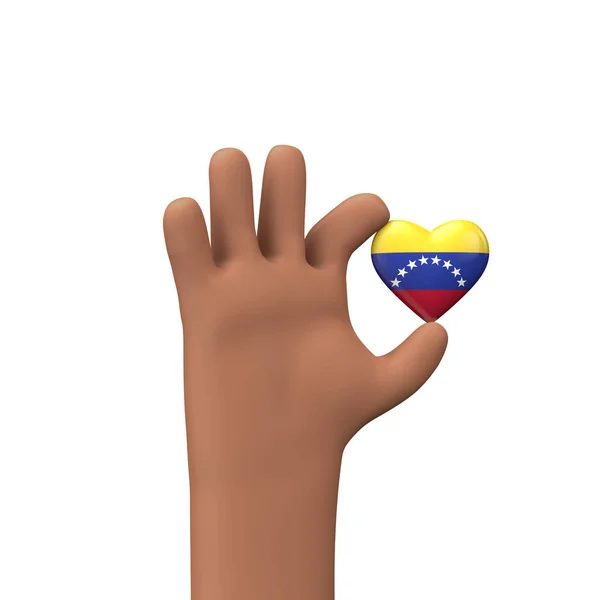 手はベネズエラフラグの心を保持します。共同体の概念。3Dレンダリング — ストック写真
