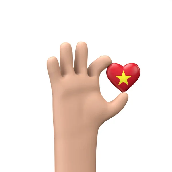 Hand holding a vietnam flag heart. Community togetherness concept. 3D Rendering — Stockfoto