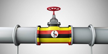 Uganda petrol ve doğalgaz boru hattı. Petrol endüstrisi konsepti. 3B Hazırlama