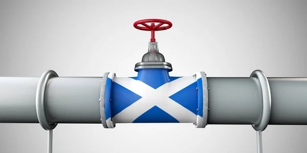 苏格兰石油和天然气燃料管道。石油工业概念。3D渲染 — 图库照片