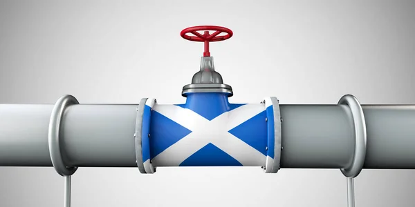 Ecosse oléoduc et gazoduc. Concept d'industrie pétrolière. Rendu 3D — Photo