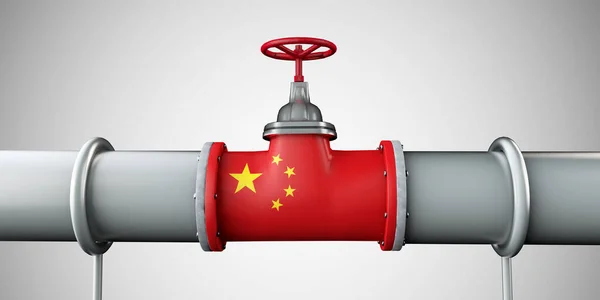 China oil and gas fuel pipeline. Oil industry concept. 3D Rendering — Stock fotografie
