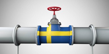 İsveç petrol ve doğalgaz boru hattı. Petrol endüstrisi konsepti. 3B Hazırlama