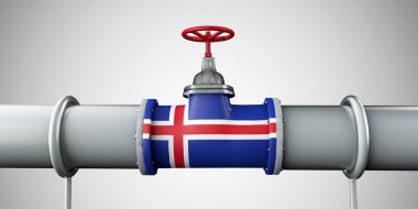 İzlanda petrol ve doğalgaz boru hattı. Petrol endüstrisi konsepti. 3B Hazırlama