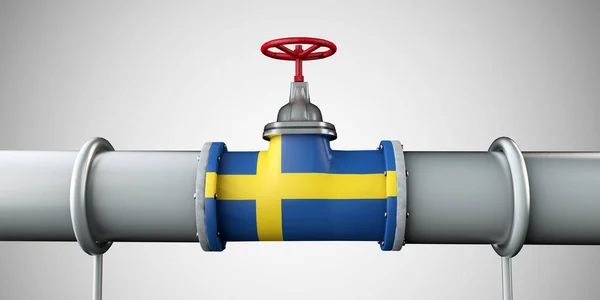 Sweden oil and gas fuel pipeline. Oil industry concept. 3D Rendering — Zdjęcie stockowe