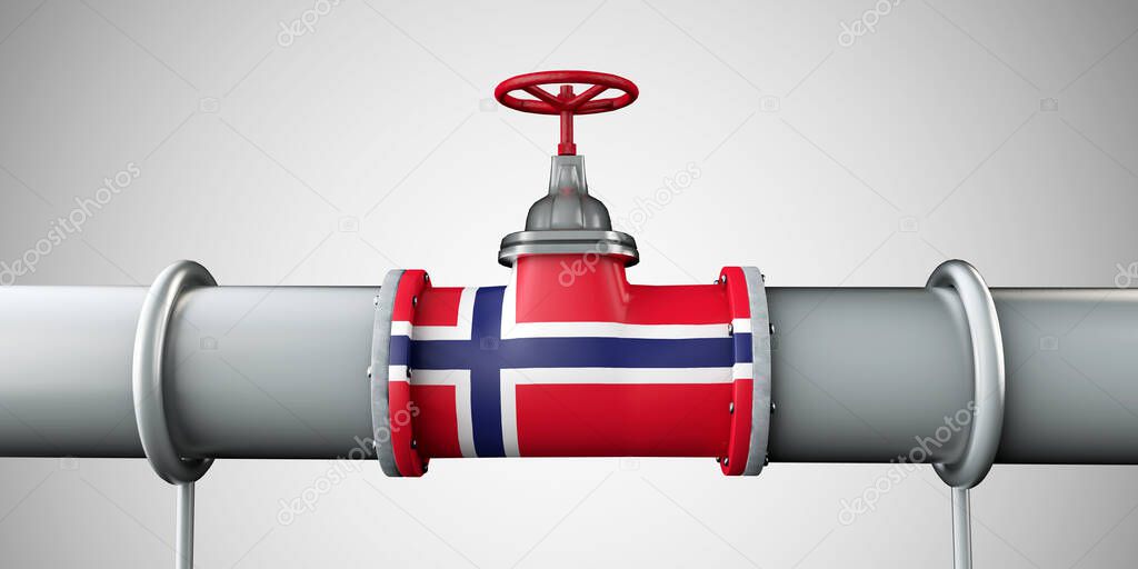 Norway oil and gas fuel pipeline. Oil industry concept. 3D Rendering