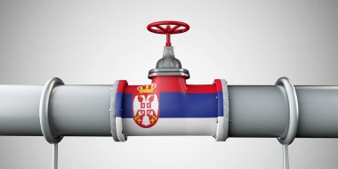 Sırbistan petrol ve doğalgaz boru hattı. Petrol endüstrisi konsepti. 3B Hazırlama