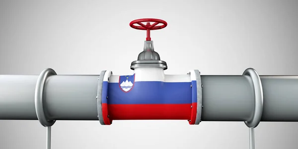 Eslovénia oleoduto e gasoduto. Conceito da indústria petrolífera. Renderização 3D — Fotografia de Stock