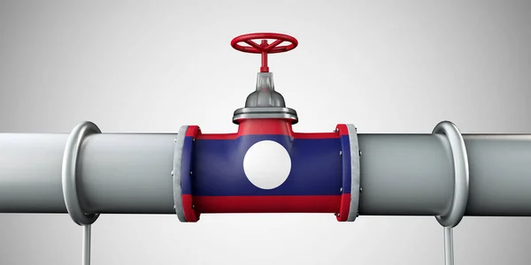 Нефтегазопровод Лаоса. Концепция нефтяной промышленности. 3D рендеринг — стоковое фото