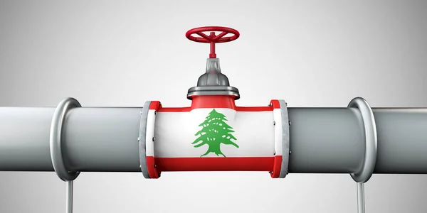 Gasoducto de petróleo y gas del Líbano. Concepto de industria petrolera. Renderizado 3D — Foto de Stock