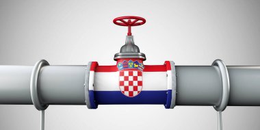 Hırvatistan petrol ve doğalgaz boru hattı. Petrol endüstrisi konsepti. 3B Hazırlama