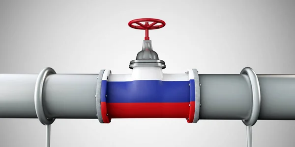 Russia oil and gas fuel pipeline. Oil industry concept. 3D Rendering — Stok fotoğraf