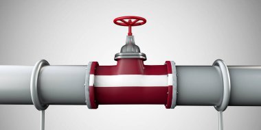 Latvia oil and gas fuel pipeline. Oil industry concept. 3D Rendering