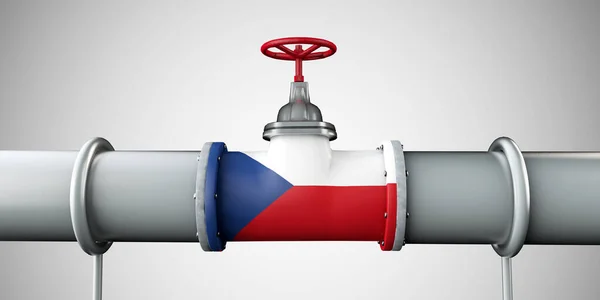 捷克共和国石油和天然气燃料管道。石油工业概念。3D渲染 — 图库照片