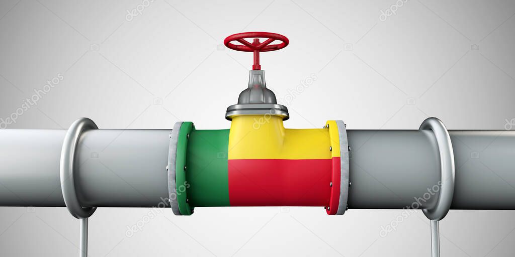 Benin oil and gas fuel pipeline. Oil industry concept. 3D Rendering
