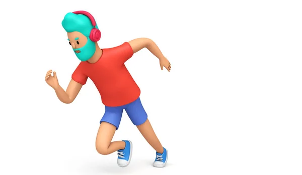 Personnage de style dessin animé masculin en position de sprint. rendu 3D — Photo