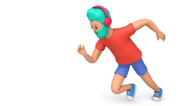 Männliche Figur im Cartoon-Stil in Sprintposition. 3D-Rendering — Stockfoto