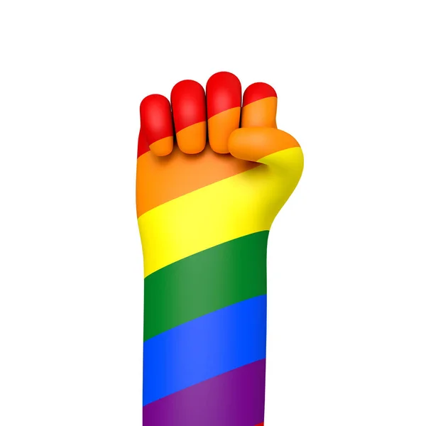 Mano Stile Cartone Animato Con Bandiera Gay Pride Rendering — Foto Stock