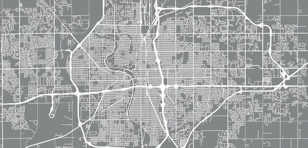 Mapa Cidade Vetorial Urbana Wichita Kansas Estados Unidos América —  Vetores de Stock
