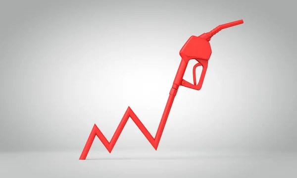 Aumento Los Costos Combustible Bomba Gasolina Levantando Carta Renderizado — Foto de Stock