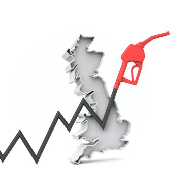 İngiltere kavramında yakıt ve benzinin fiyatı artıyor. 3B Hazırlama.