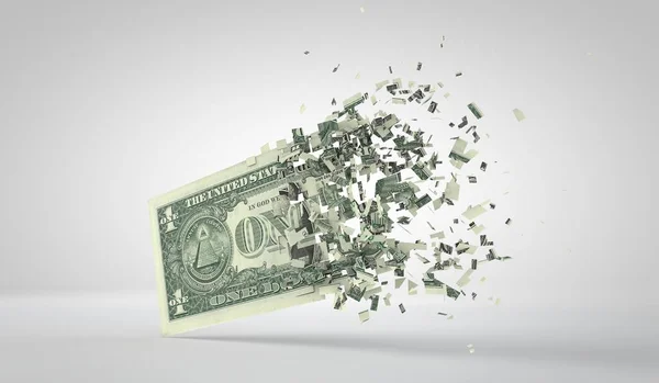 Een Dollarbiljet Dat Stukken Breekt Inflatie Recessie Weergave — Stockfoto