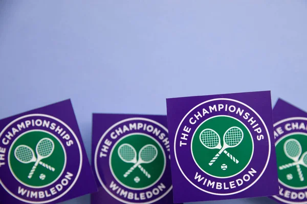 ロンドン イギリス 2022年6月 ウィンブルドン芝生テニススポーツ選手権のロゴ — ストック写真